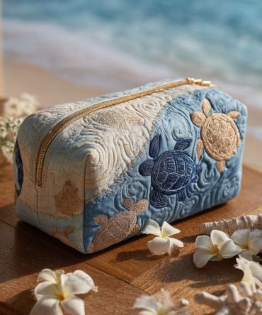 Ocean Turtle Quilted Makeup Bag