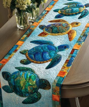 Ocean Turtles Quilted Table Runner