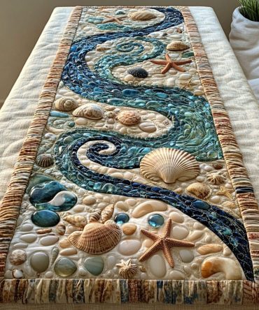 Ocean Waves Quilted Table Runner