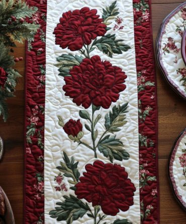 Ohio Red Glory Quilted Table Runner