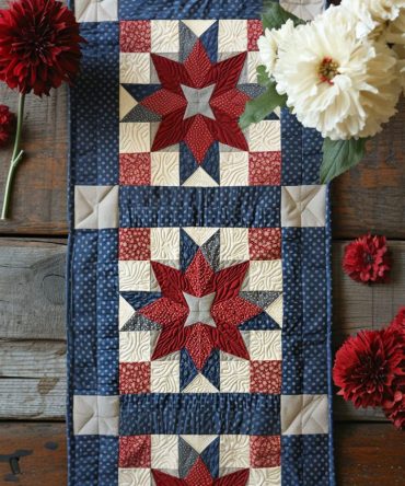 Ohio Star Patchwork Quilted Table Runner