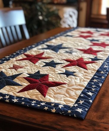 Old Glory Glow Quilted Table Runner