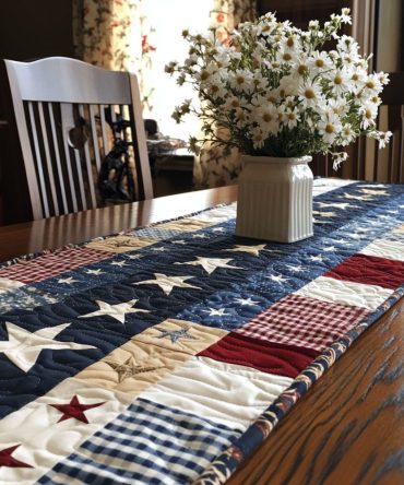 Old Glory Patchwork Quilted Table Runner
