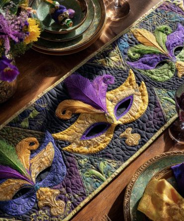 Opulent Carnival Dreams Quilted Table Runner