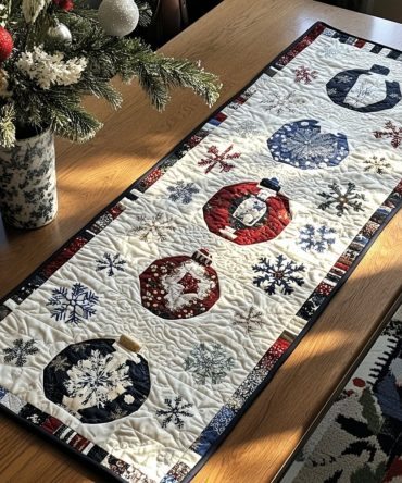Ornament Elegance Quilted Table Runner