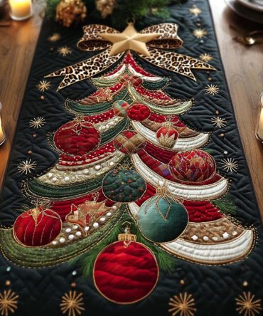 Ornament Tree Quilted Table Runner