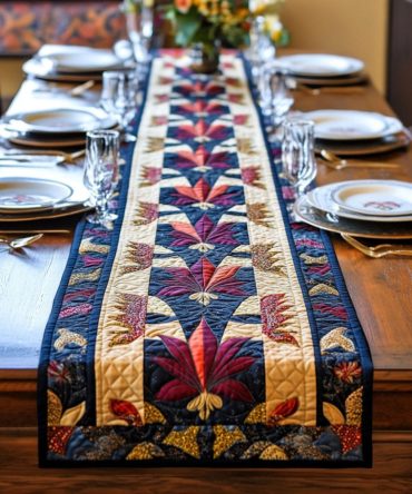 Ornate Lily Quilted Table Runner