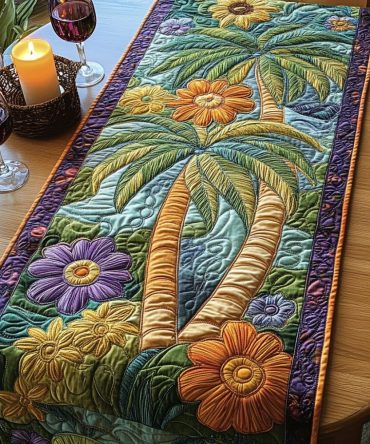 Palm Bliss Quilted Table Runner
