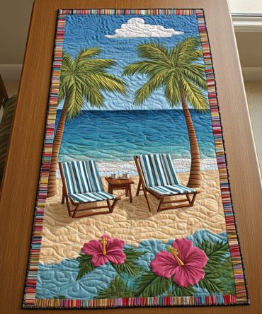Palm Oasis Quilted Table Runner