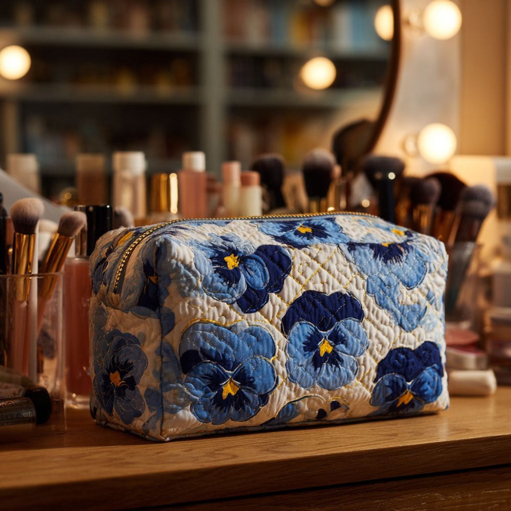 Pansies Breeze Quilted Makeup Bag