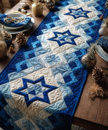 Passover Star Quilted Table Runner