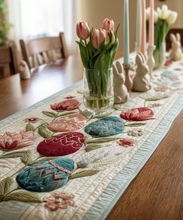 Pastel Blossoms Quilted Table Runner
