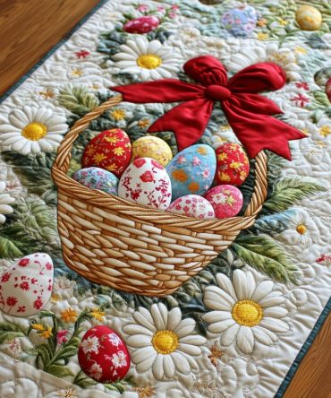 Pastel Eggs Quilted Table Runner