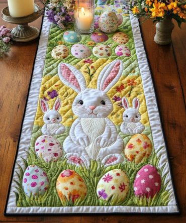 Pastel Hops Quilted Table Runner