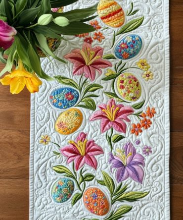 Pastel Patchwork Parade Quilted Table Runner