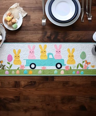 Pastel Peep Patch Quilted Table Runner
