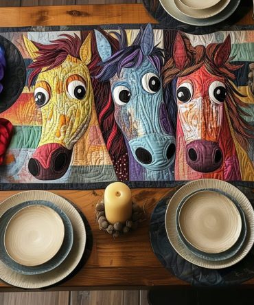 Patchwork Horse Quilted Table Runner