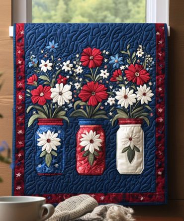 Patriot Blooms Quilted Table Runner