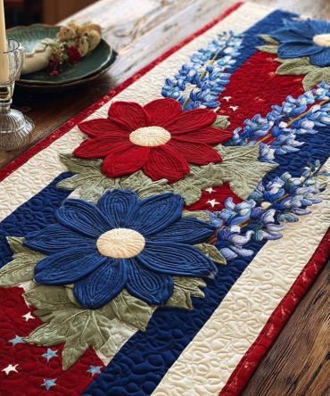Patriot Blossom Quilted Table Runner