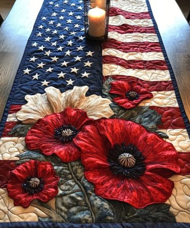 Patriot Petals Quilted Table Runner