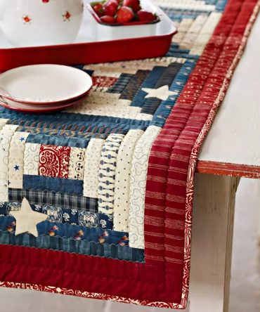 Patriotic Patchwork Quilted Table Runner