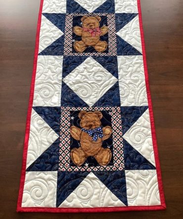 Patriotic Teddy Quilted Table Runner