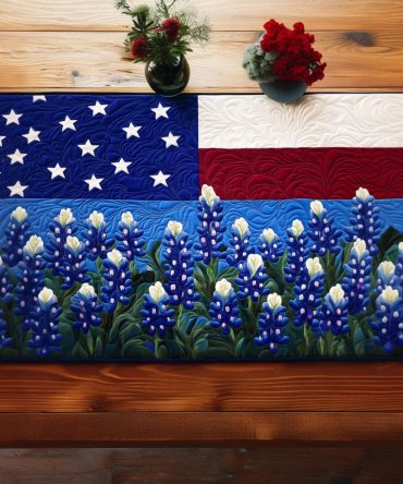 Patriotic Blooms Quilted Table Runner