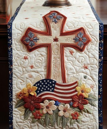Patriotic Faith Quilted Table Runner