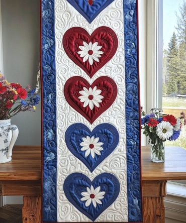 Patriotic Heartbeat Quilted Table Runner