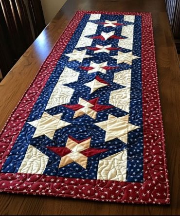 Patriotic Patchwork Quilted Table Runner