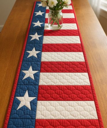 Patriotic Pattern Quilted Table Runner