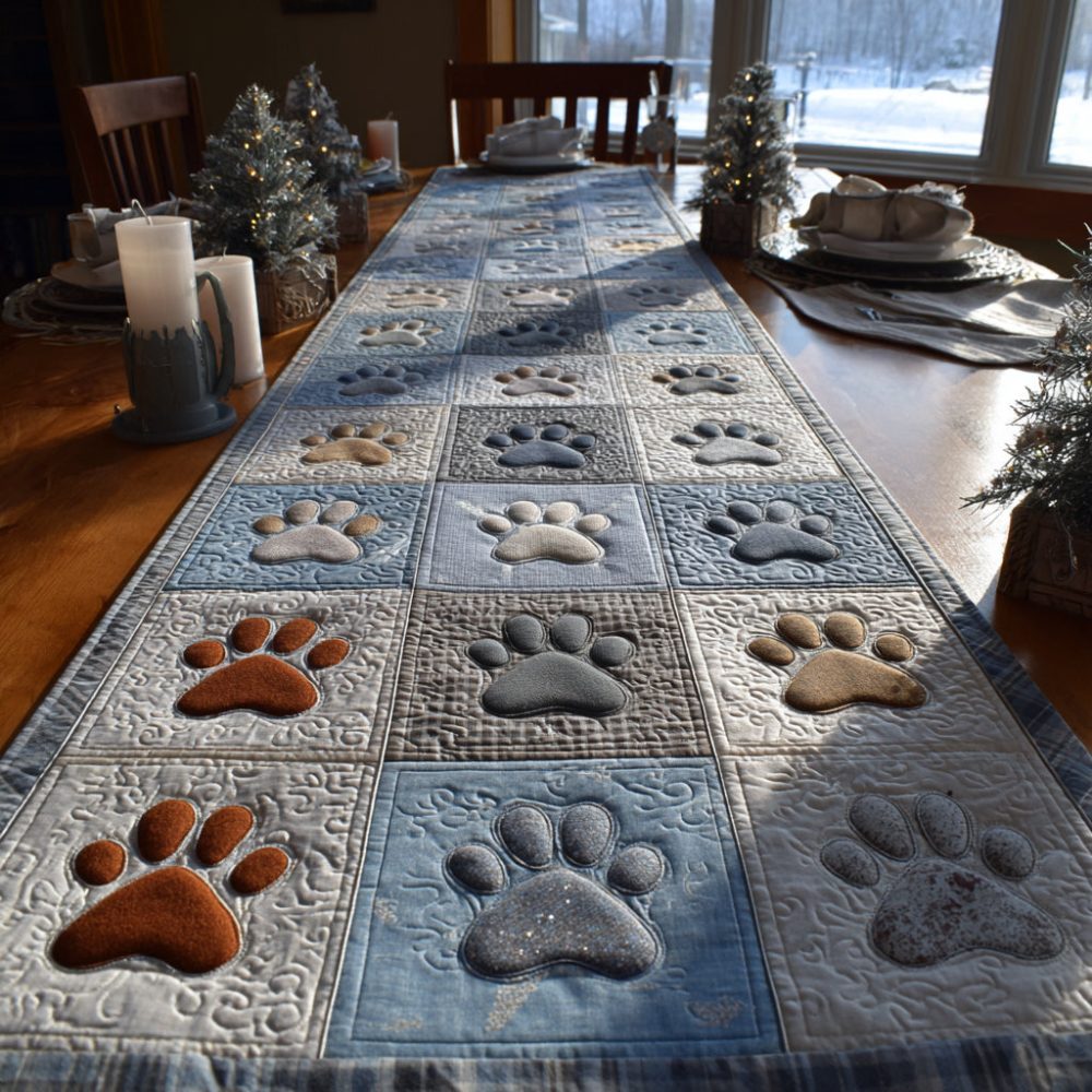 Paw Cottage Charm Quilted Table Runner