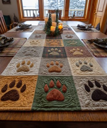 Pawprint Meadow Quilted Table Runner