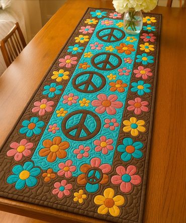 Peace Blooms Quilted Table Runner