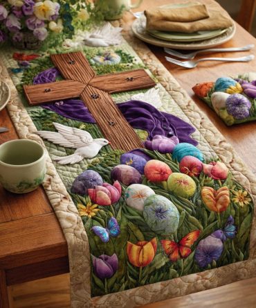Peace Cross Quilted Table Runner