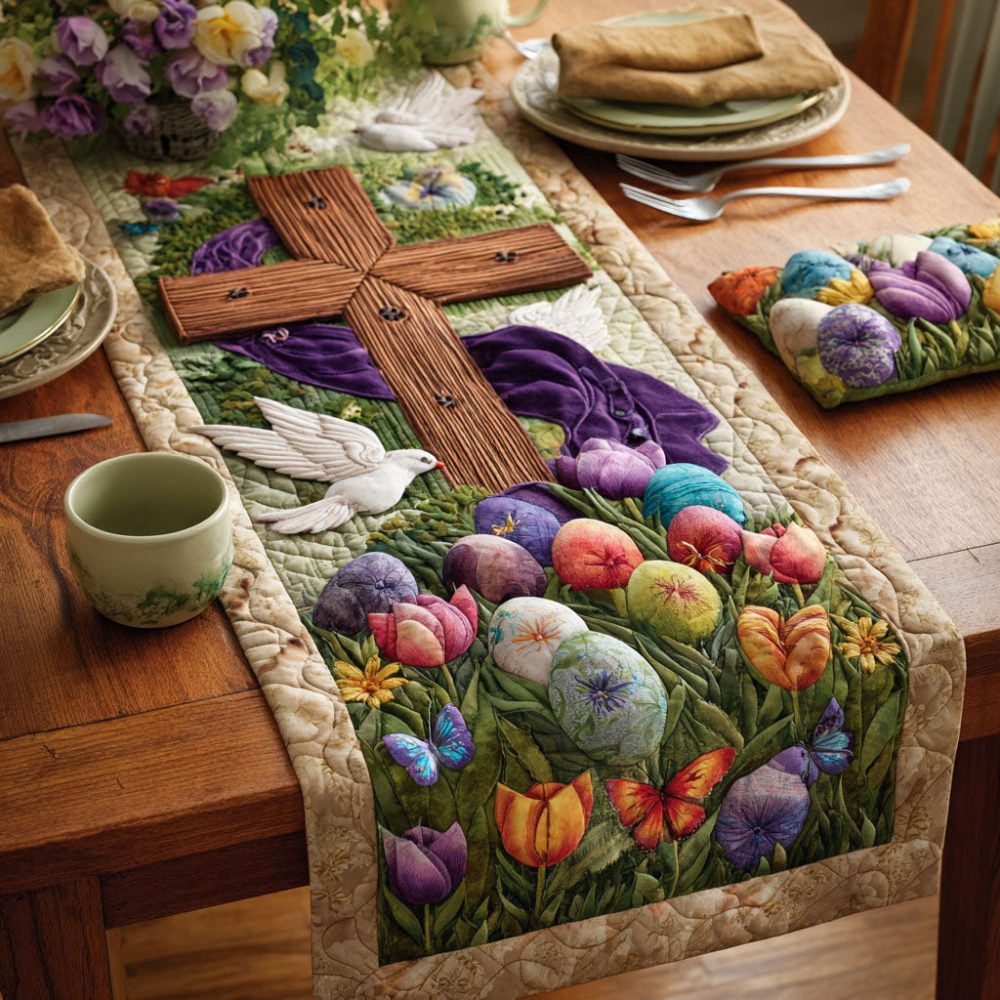 Peace Cross Quilted Table Runner