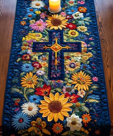 Peace Cross Quilted Table Runner