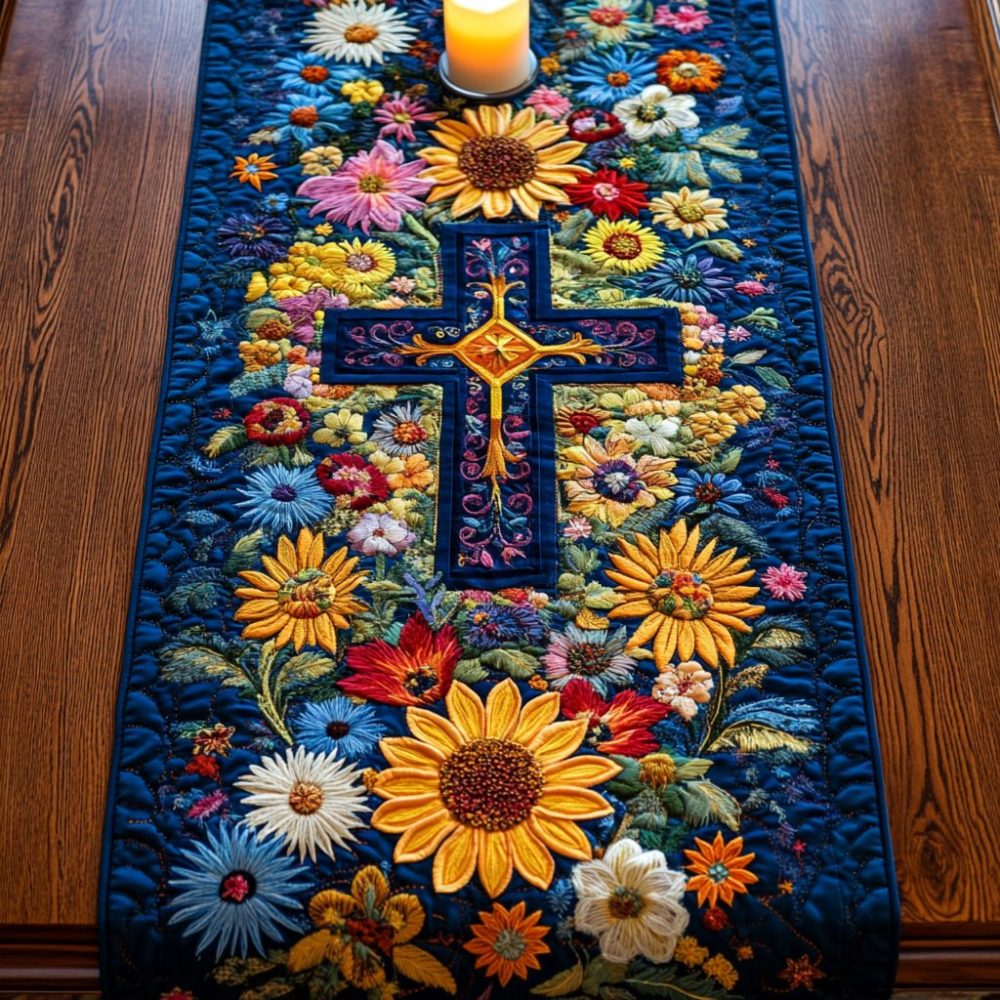 Peace Cross Quilted Table Runner