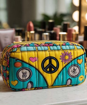 Peace Ride Glow Quilted Makeup Bag