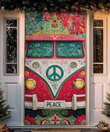 Peace Van Quilted Door Cover
