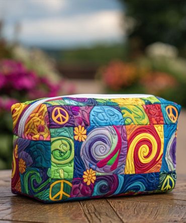 Peace Vibe Quilted Makeup Bag