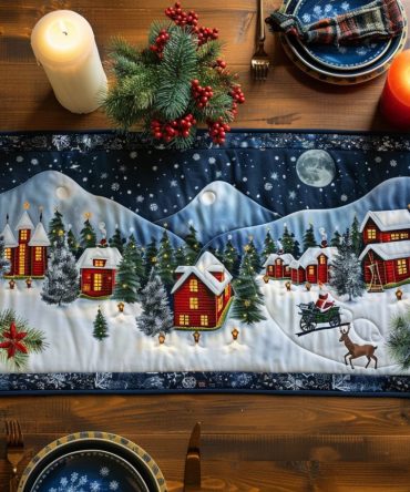 Peaceful Town Quilted Table Runner