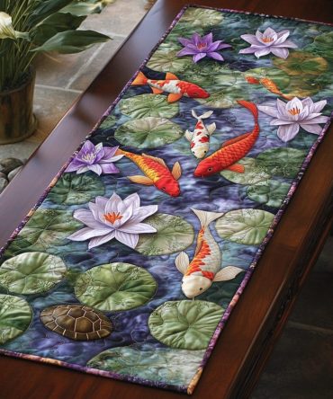 Peaceful Koi Quilted Table Runner