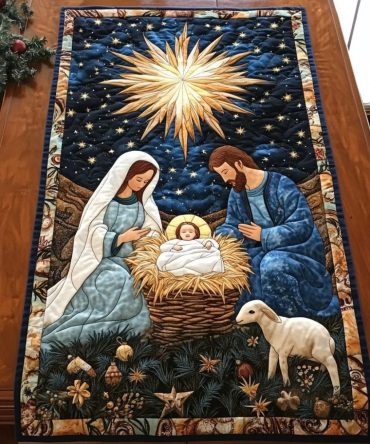 Peaceful Manger Glow Quilted Table Runner