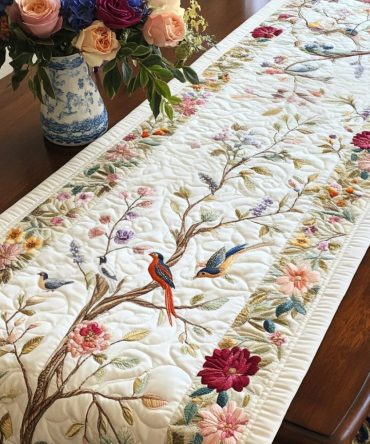 Peaceful Perch Quilted Table Runner
