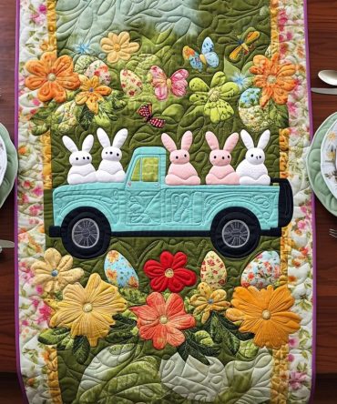 Peep Blooms Quilted Table Runner