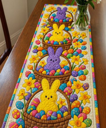 Peeps And Eggs Quilted Table Runner