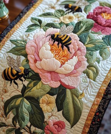 Peony Bliss Quilted Table Runner