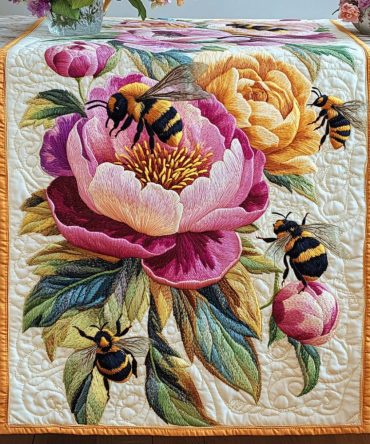 Peony Garden Quilted Table Runner