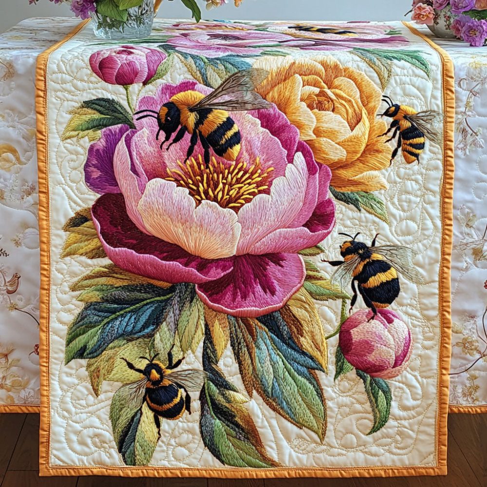 Peony Garden Quilted Table Runner